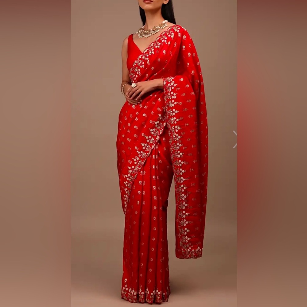 Red and Golden saree